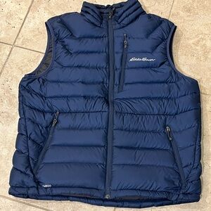 Eddie Bauer First Ascent Blue 800 Fill Goose Down Vest Large L EUC $180